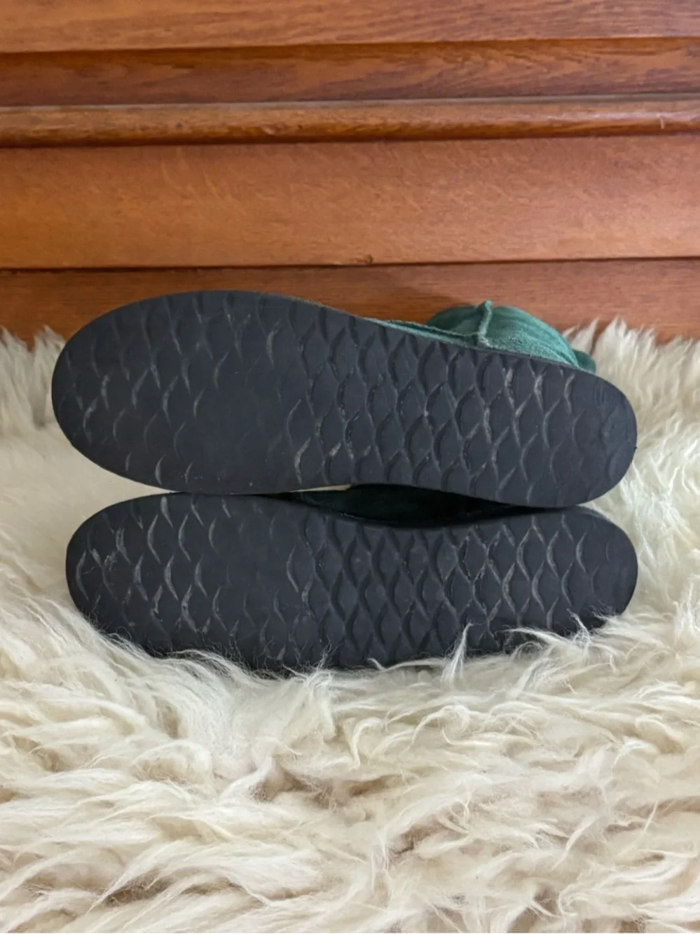 Dark Green Suede Mid-Calf Boots